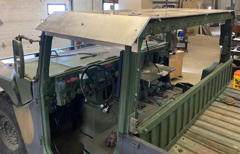 1/4” Thick Tactical 2-Man Hard Top Roof (1 Piece) Aluminum Fits M998 Hmmwv 1