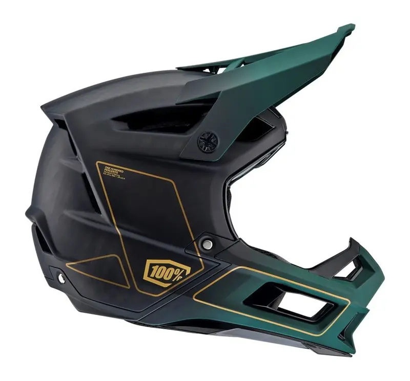 100% Aircraft 2 Helmet - Carbon Gold-Forest - 2022 1