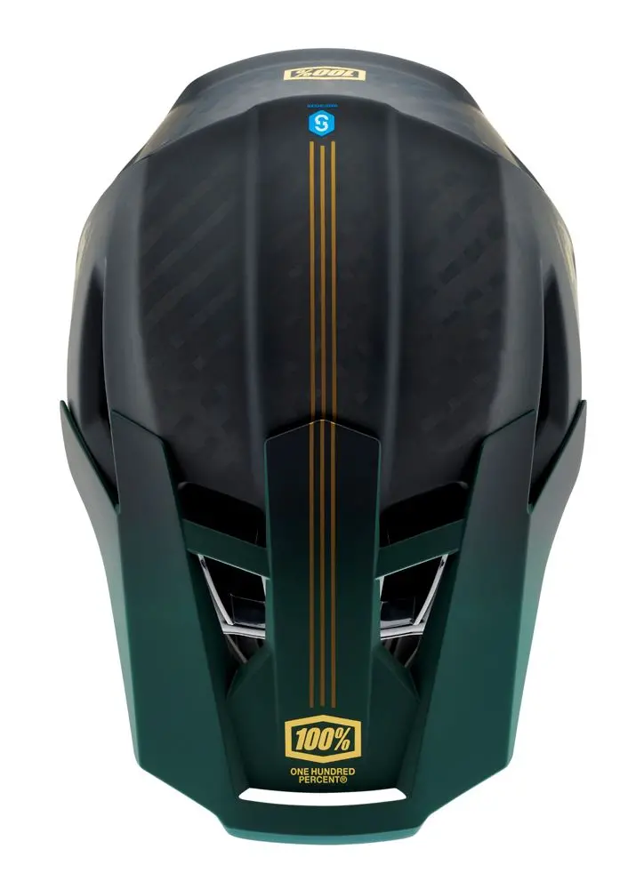 100% Aircraft 2 Helmet - Carbon Gold-Forest - 2022 4
