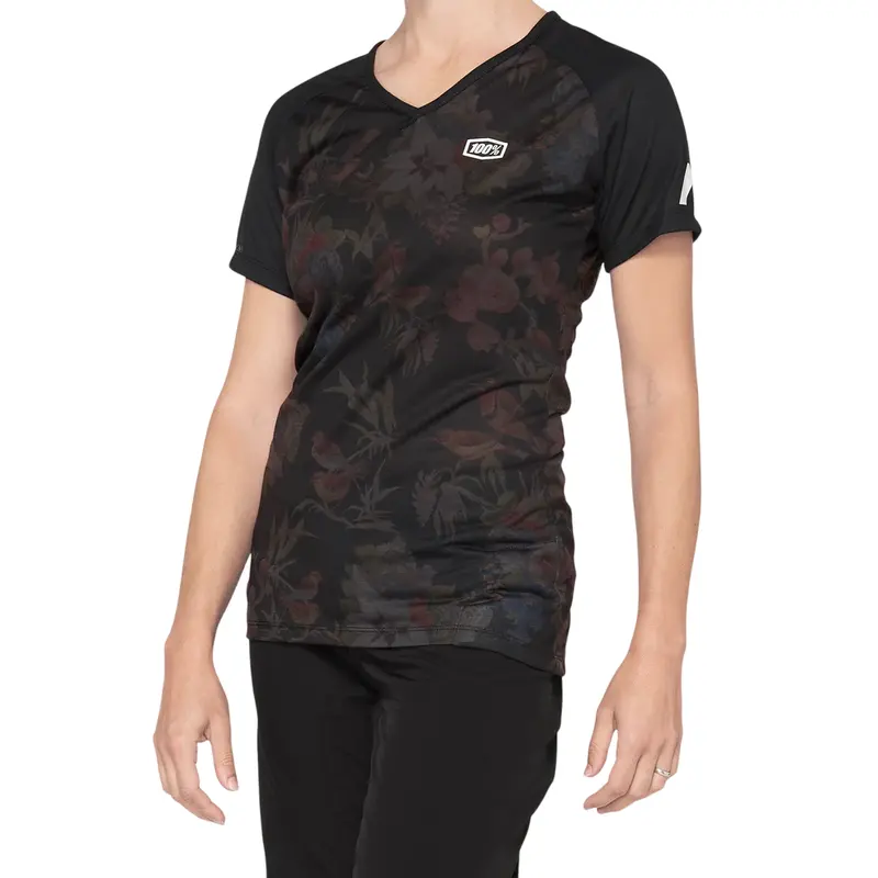 100% Airmatic Short Sleeve Mtb Jersey - Womens - Black-Floral 1