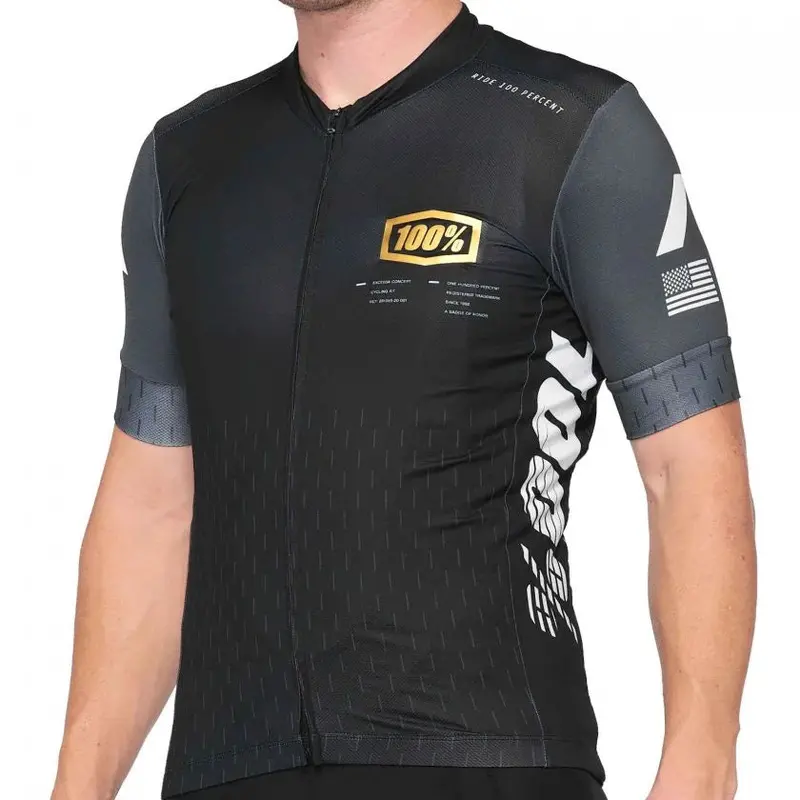 100% Exceeda Short Sleeve Mtb Jersey - Black-Charcoal 1