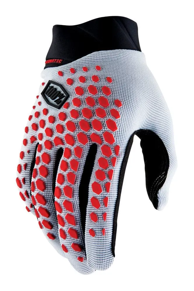 100% Geomatic Glove - Gray-Racer Red 1