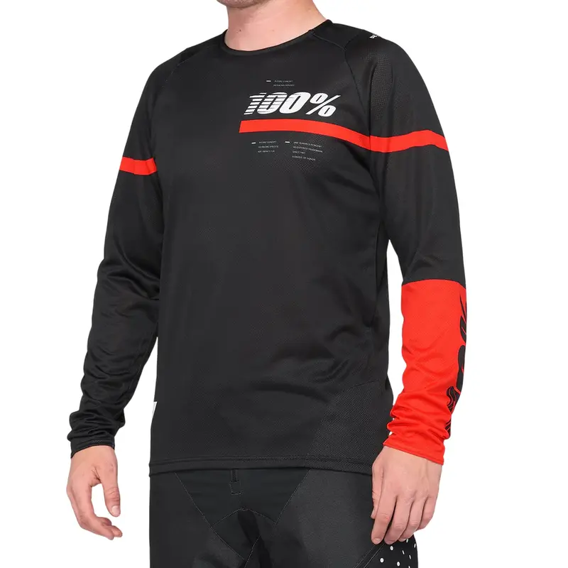 100% R-Core Long Sleeve Mtb Jersey - Black-Red 1