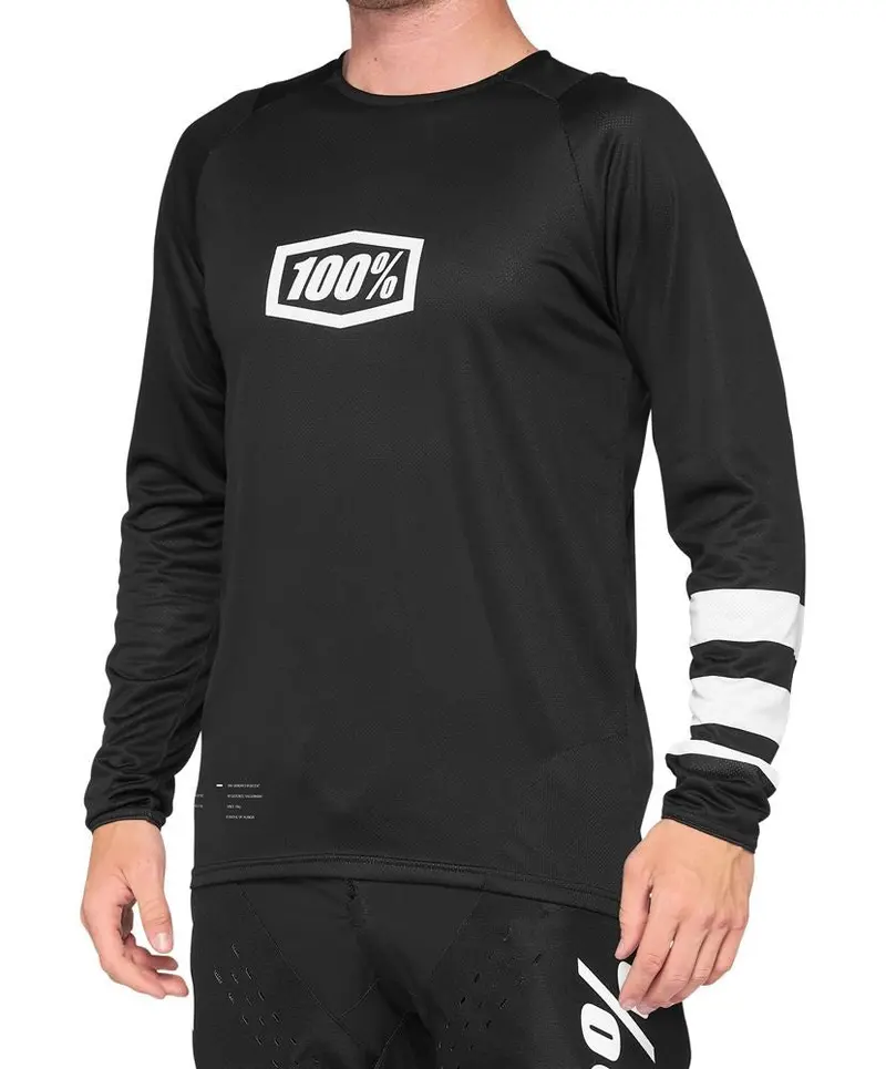 100% R-Core Long Sleeve Mtb Jersey - Black-White - 2022 1