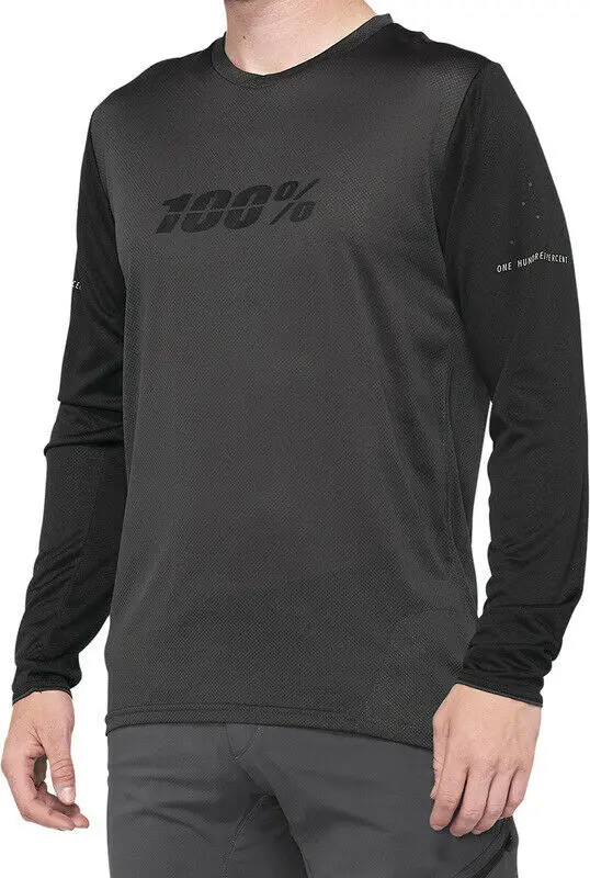 100% Ridecamp Long Sleeve Mtb Jersey - Black-Charcoal - 2022 1