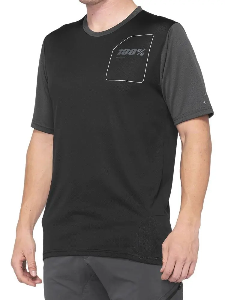 100% Ridecamp Short Sleeve Mtb Jersey - Black-Charcoal - 2022 1