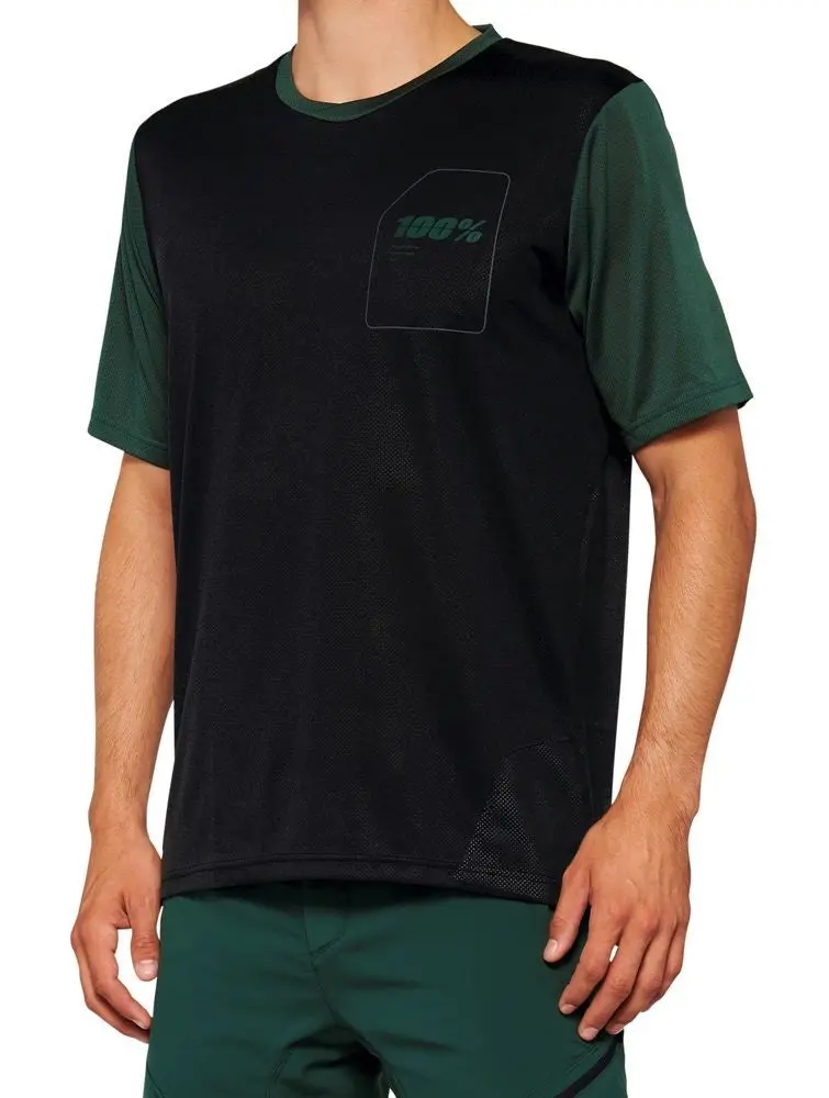 100% Ridecamp Short Sleeve Mtb Jersey - Forest Green 1