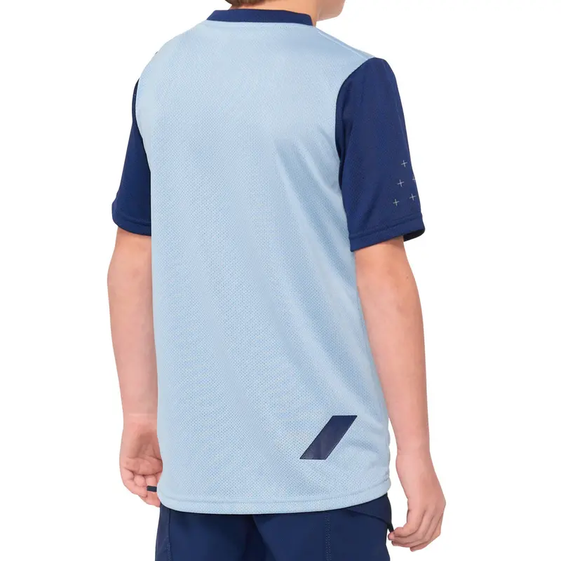 100% Ridecamp Short Sleeve Mtb Jersey - Youth - Light Slate Blue-Navy 2