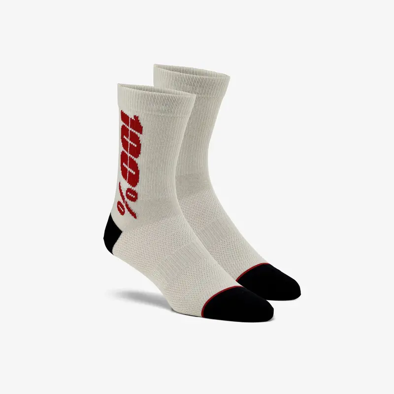 100% Rythym Merino Mtb Sock - Silver-Cherry 1