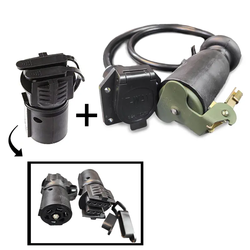12 Pin To Flat 4 Or Flat 5 Power Cable (D) 48" Military Vehicle To Civilian Trailer - 24 Volts 1