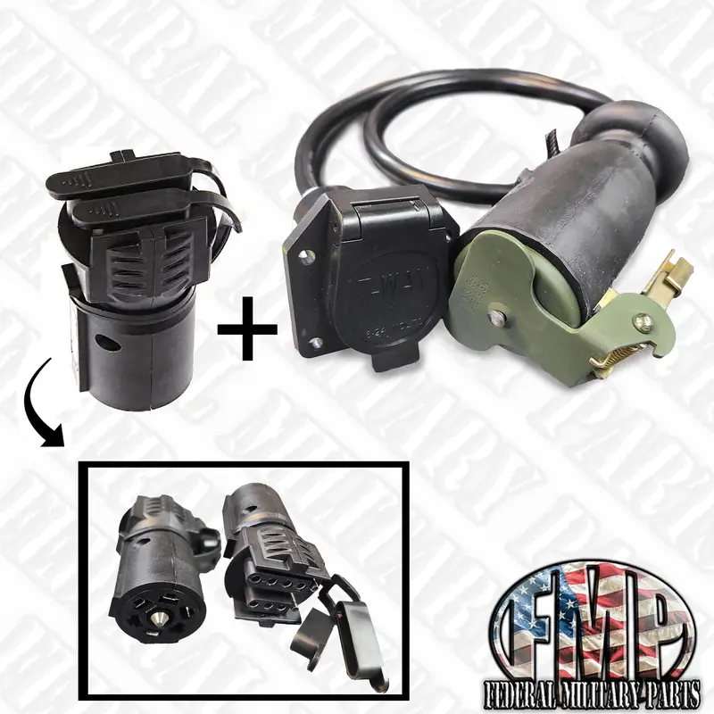 12 Pin To Flat 4 Or Flat 5 Power Cable (D) 48" Military Vehicle To Civilian Trailer - 24 Volts 1