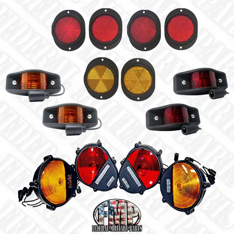 14 Piece Light And Reflector Kit. Includes 6 Reflectors And 8 Exterior Lights - No Headlights - Fits Humvee 2