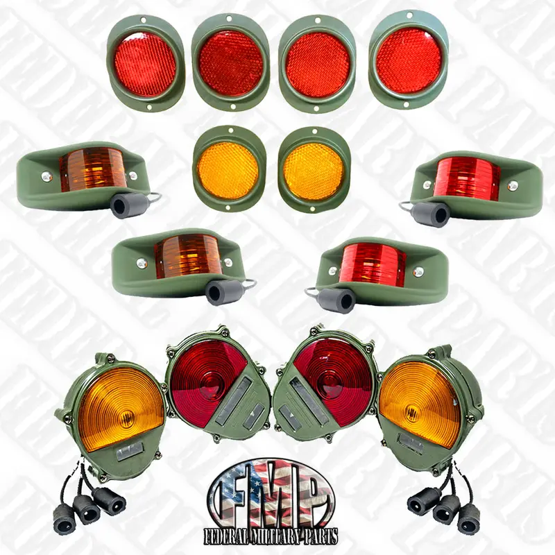 14 Piece Light And Reflector Kit. Includes 6 Reflectors And 8 Exterior Lights - No Headlights - Fits Humvee 3