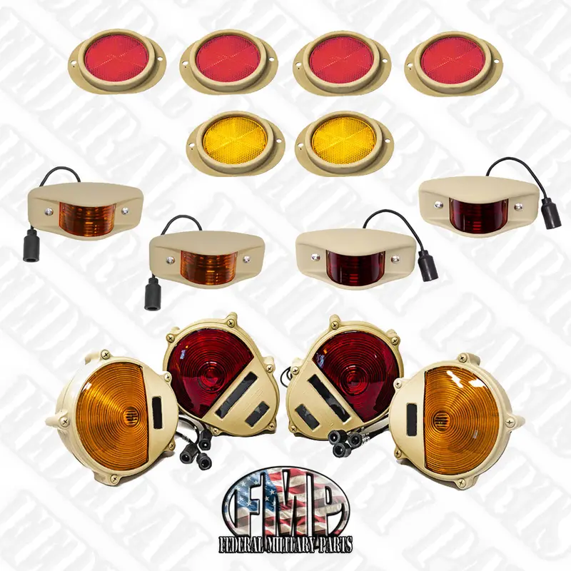 14 Piece Light And Reflector Kit. Includes 6 Reflectors And 8 Exterior Lights - No Headlights - Fits Humvee 3
