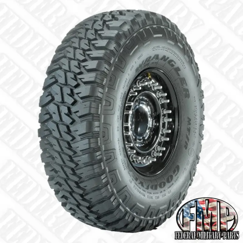 2 Goodyear Mtr Kevlar Tires Matched Pair Of 37” Mounted On 8-Lug 16.5” Rims 90-100% Tread. 10 Ply 24 Bolt Plus Run Flat Insert- Fits Humvee 1