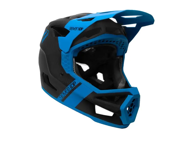 7 Idp Project.23 Carbon Full Face Helmet - Raw Carbon-Gloss Electric Blue 1