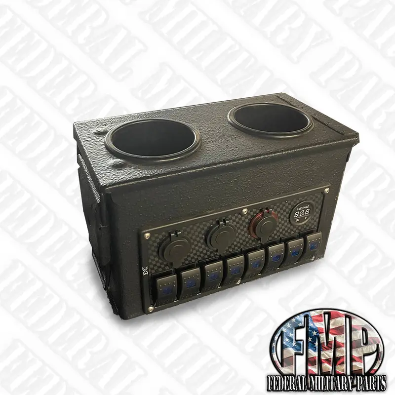 Ammo Can Cup Holder Center Console (B) With Side Control Panel For Military Vehicles Including Humvee M998 1
