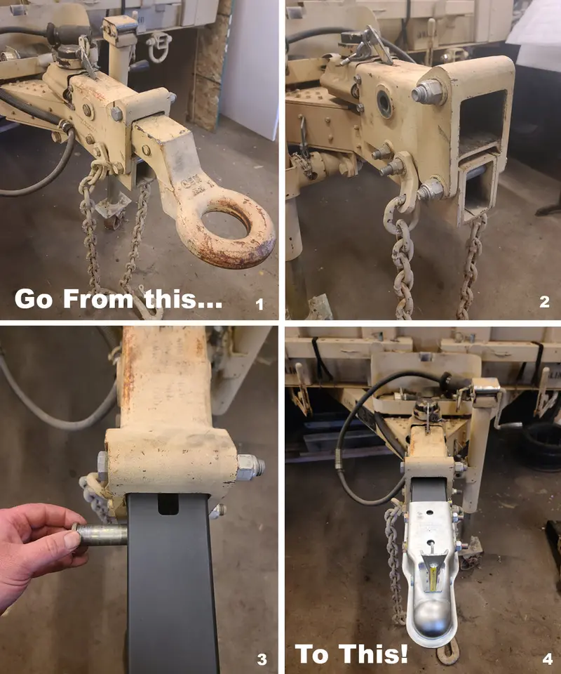 Ball Hitch Conversion From Pintle Hitch To 2” Ball Hitch For M1101 And M1102 Military Trailer 1