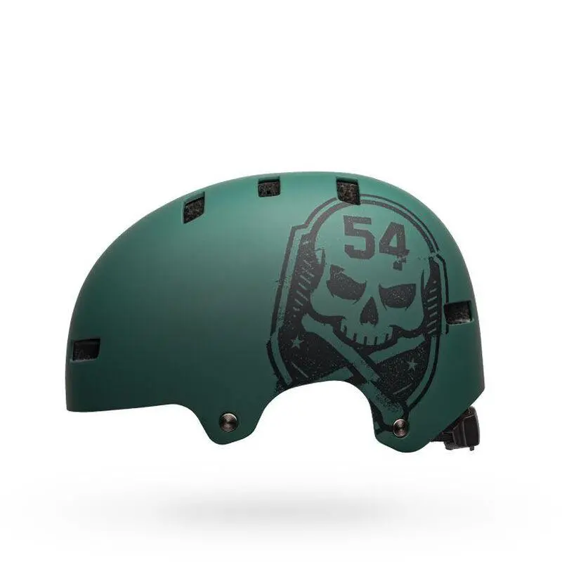 Bell Local Bmx Helmet - Matt Green-Black Skull 2