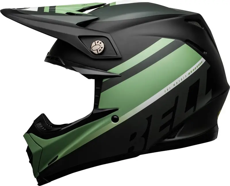 Bell Moto-9 Mips Full Face Helmet - Prophecy - Matt Black-Dark Green 2