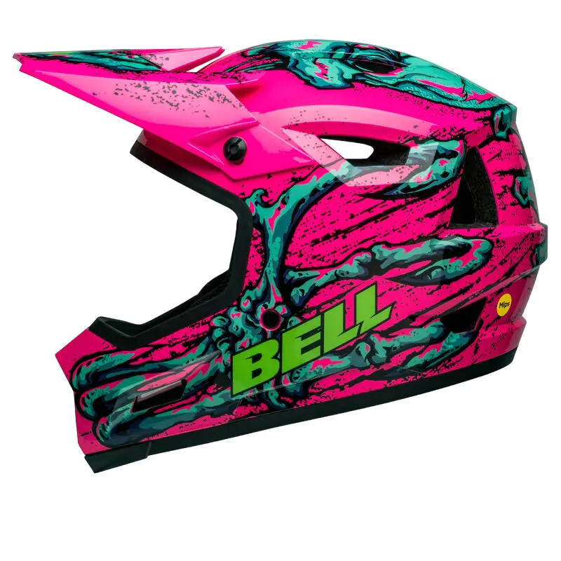 Bell Sanction 2 Dlx Mips Full Face Helmet - Bonehead - Gloss Pink-Turquoise 2