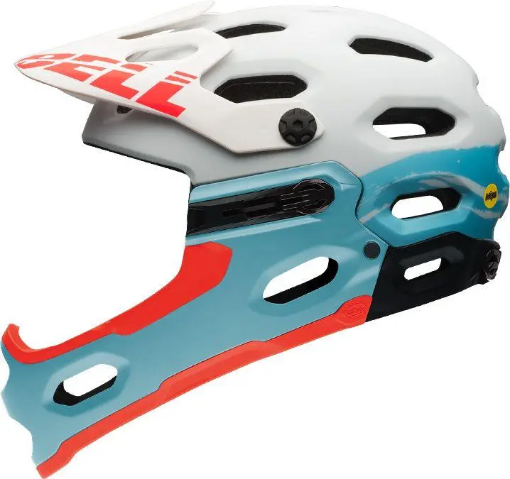 Bell Super 2R Mips Full Face Helmet - Joyride - White-Glacier Blue Sonic 1