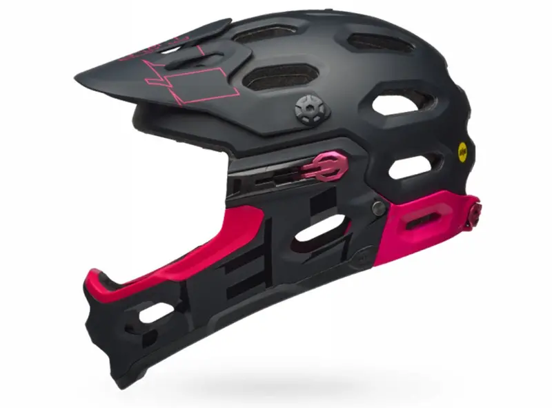 Bell Super 3R Mips Full Face Helmet - Matt Black-Cherry 1