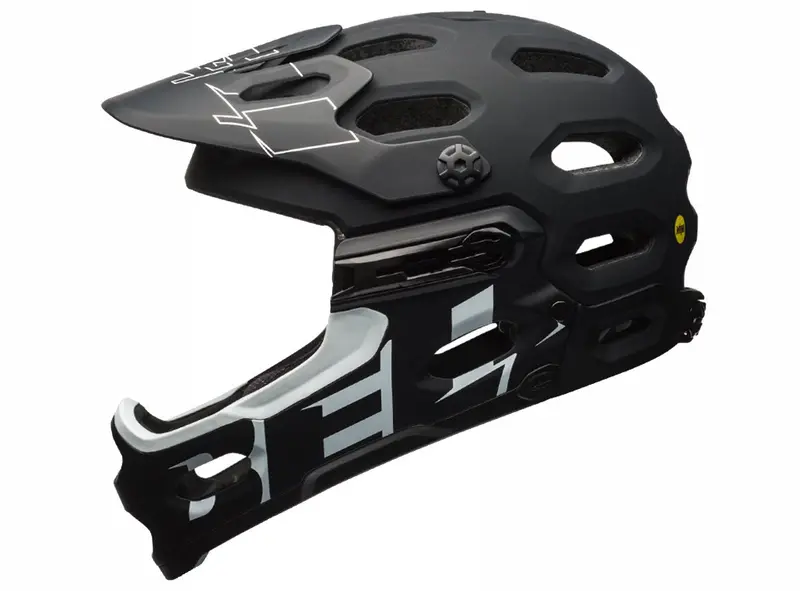 Bell Super 3R Mips Full Face Helmet - Matt Black-White 1