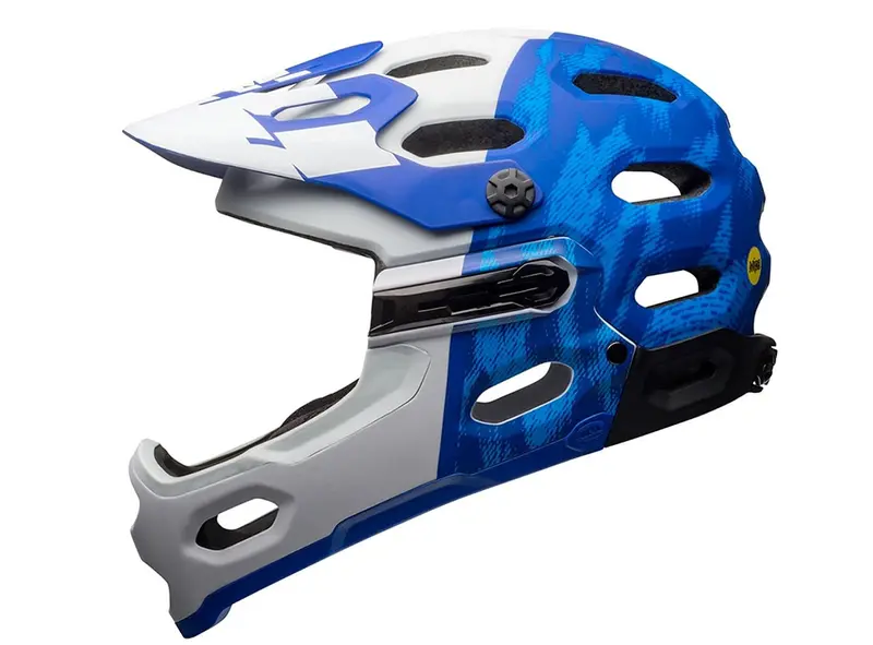 Bell Super 3R Mips Full Face Helmet - Matt Blue-White 1