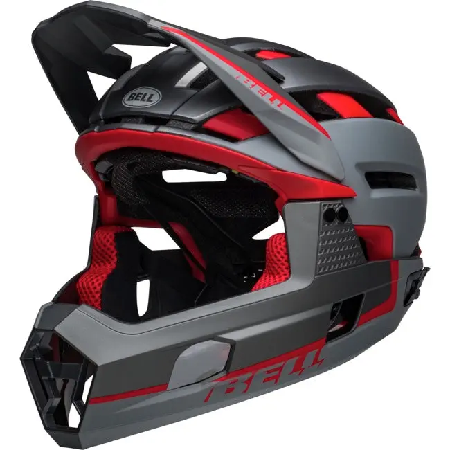 Bell Super Air R Spherical Full Face Helmet - Matt Gray-Red 1