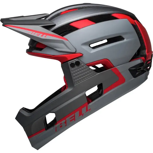 Bell Super Air R Spherical Full Face Helmet - Matt Gray-Red 2