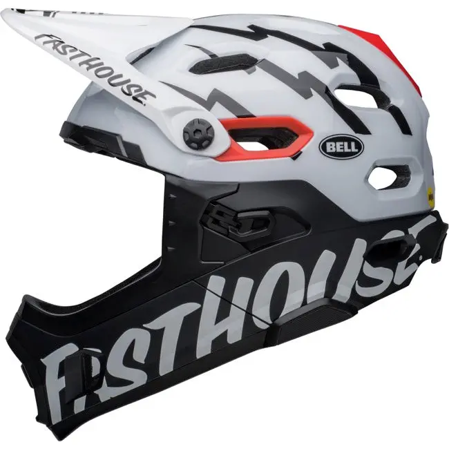 Bell Super Dh Spherical Full Face Helmet - Fasthouse - Matt Gloss Black-White 1
