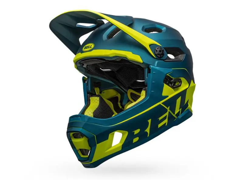 Bell Super Dh Spherical Full Face Helmet - Matt Gloss Blue-Hi Viz 1