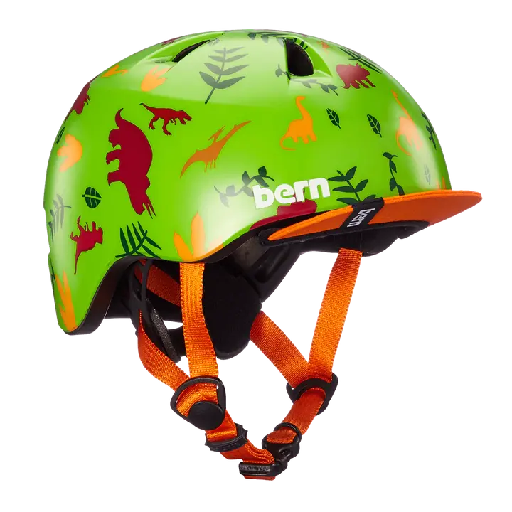 Bern Tigre Helmet With Visor - Youth - Satin Green Dino 1