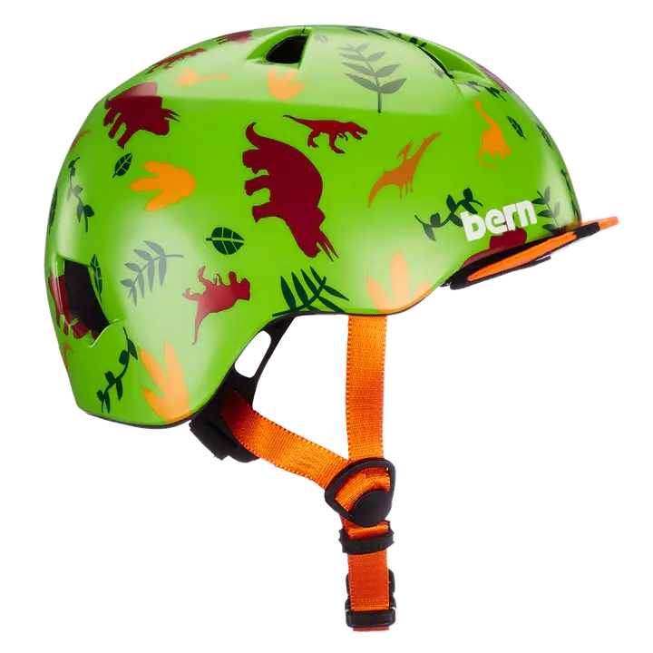 Bern Tigre Helmet With Visor - Youth - Satin Green Dino 2