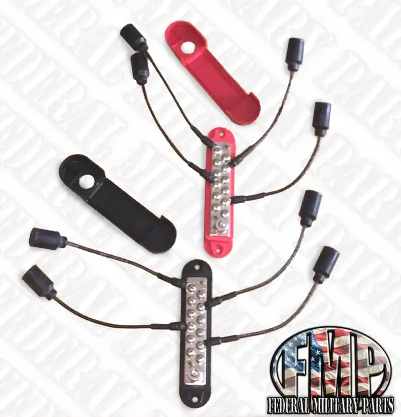 Black & Red 24 Volt Dc Power Strip Fits All Humvees & Military Vehicles 1