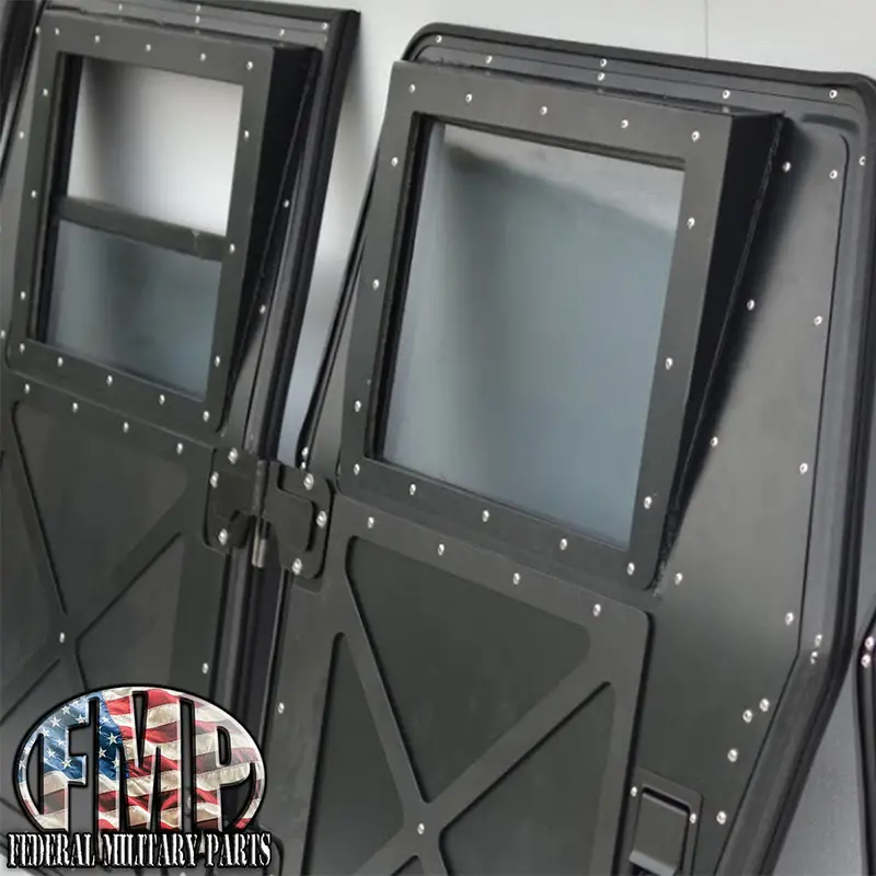 Bullet Resistant 3/8" Grey Tinted Side Windows Pc - 1 Piece - Fits Military Humvee X-Doors 1