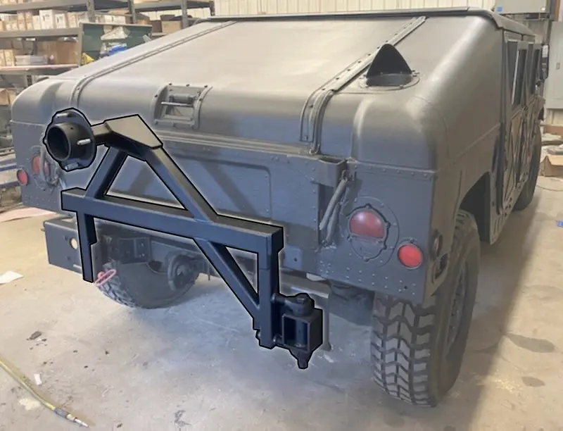 Bumperless Swing Away Tire Carrier For Military Humvee - Rear Bumper / M998 / M1038 / Hmmwv Vehicles 1