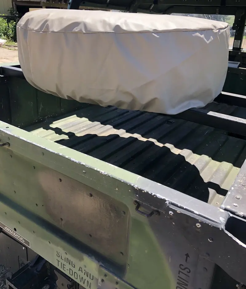 Canvas Spare Tire Cover For 37” Tires - Fits Military Humvee Spare Tire Cover M998 Carrier. Available In Black, Tan Or Green. Condition Is New. 1