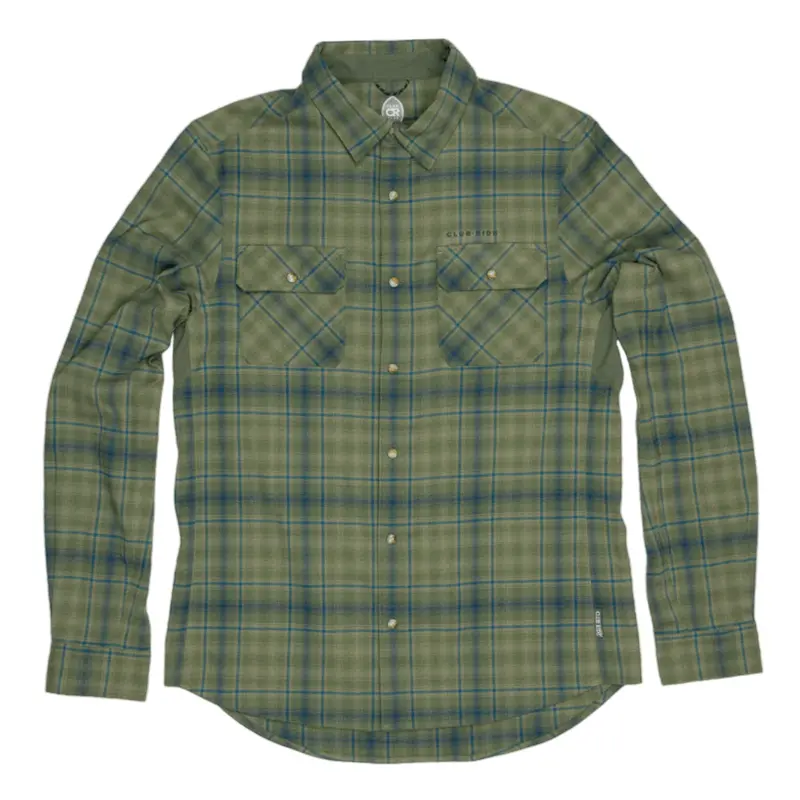 Club Ride Daniel Flannel Shirt - Olive & Teal 1