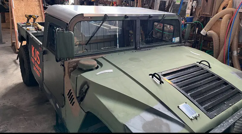 Complete 2- Man Hard Cab Kit - 2 Hard Doors, 1/8” Hard Top Roof, Iron Curtain Fits M998 Military Humvee 1