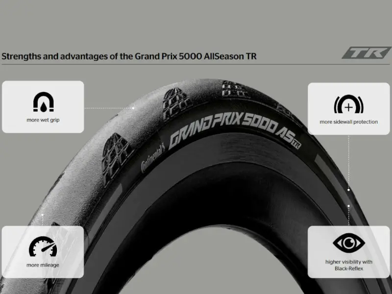 Continental Grand Prix 5000 All Season Tr 700C Folding Road Tire - Black-Reflex 3