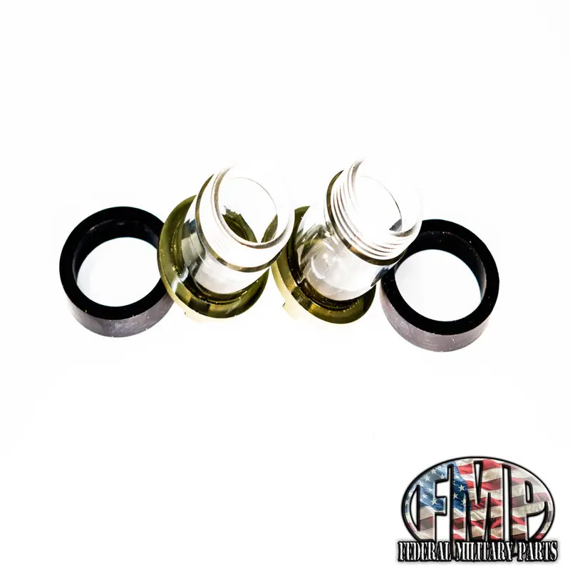 Dash Bulb Clear Lens Cover + Rubber Seals + 2 Colored Dash Bulbs - Fits M998 Humvee 12339203-1 12