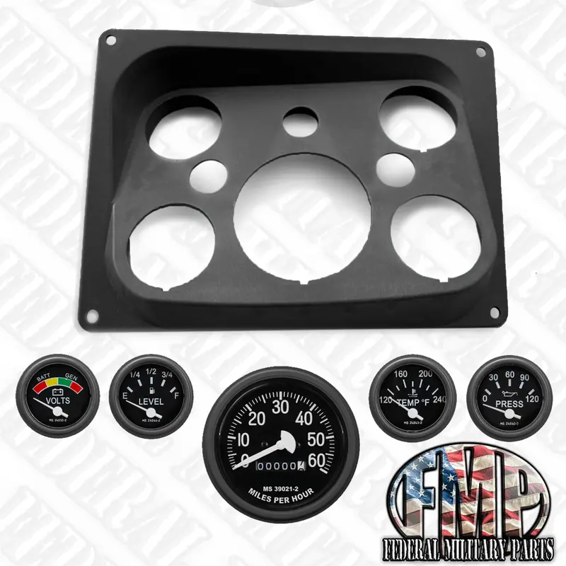 Dash Instrument Panel + 5Pc Gauge Assortment- Black, Tan Or Green- Fits All Humvee Variants 1