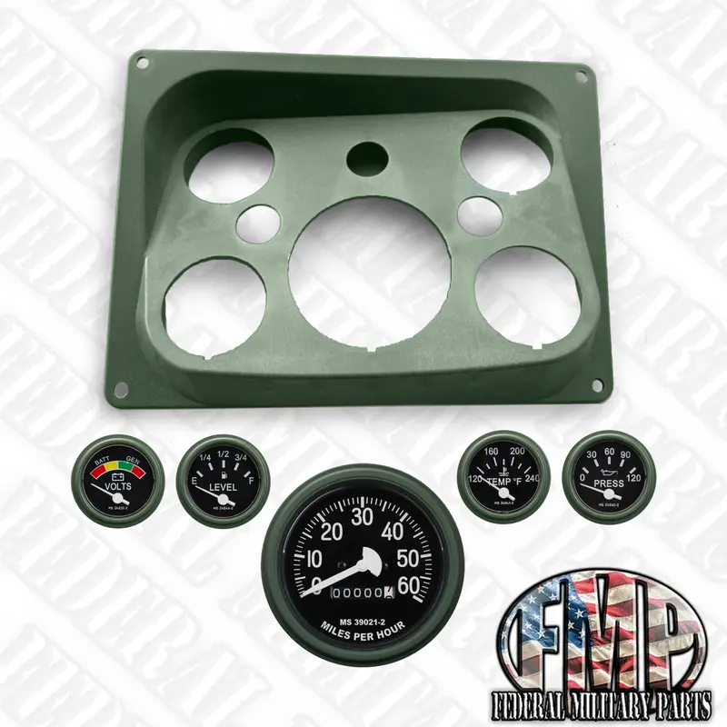 Dash Instrument Panel + 5Pc Gauge Assortment- Black, Tan Or Green- Fits All Humvee Variants 2