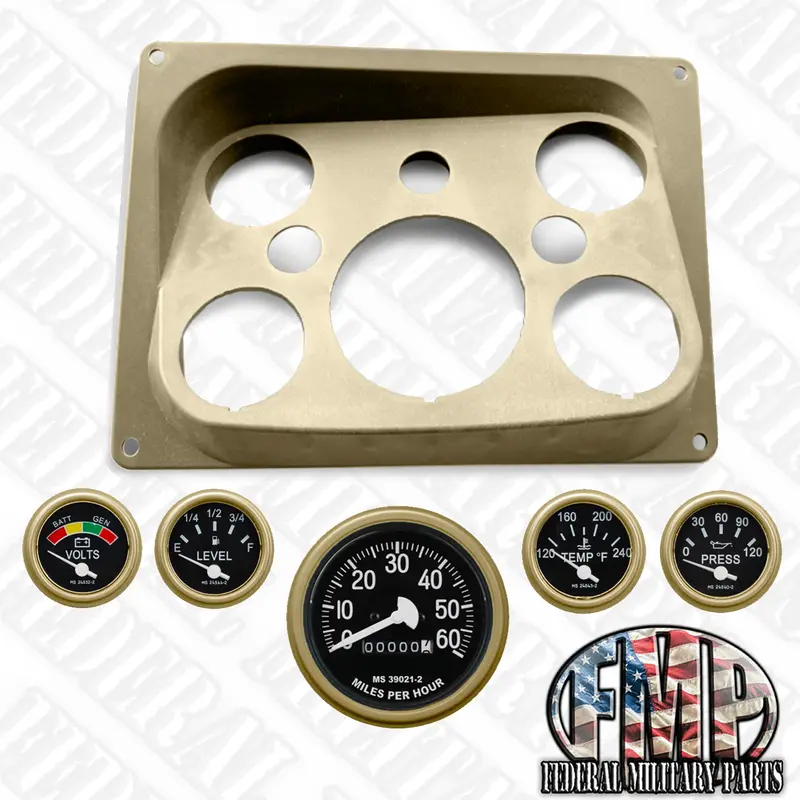 Dash Instrument Panel + 5Pc Gauge Assortment- Black, Tan Or Green- Fits All Humvee Variants 3