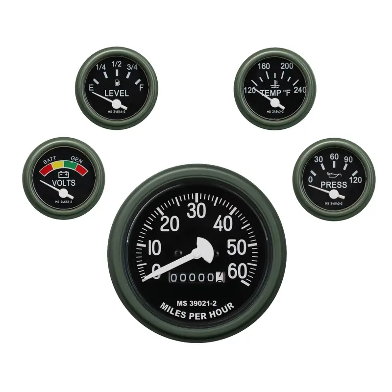 Dashboard Gauge Assortment, 5Pc Set, Speedometer, Fuel, Water, Pressure, Battery Voltage Gauge- Fits All Humvee M998 M1123 M1045 Truck 1