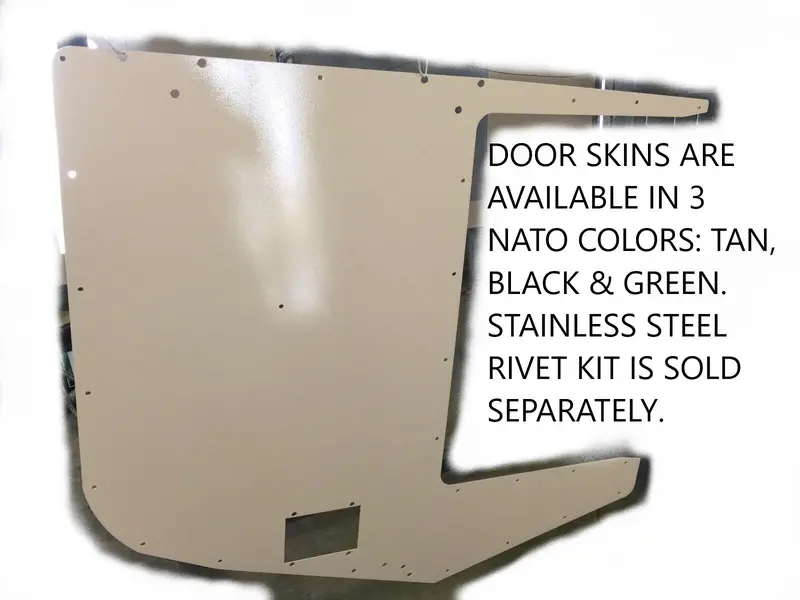 Door Skins - Pair - Supplemental Armor Skin - Black, Tan Or Green - Door Handles Not Included Fits Humvee Hard Doors 4