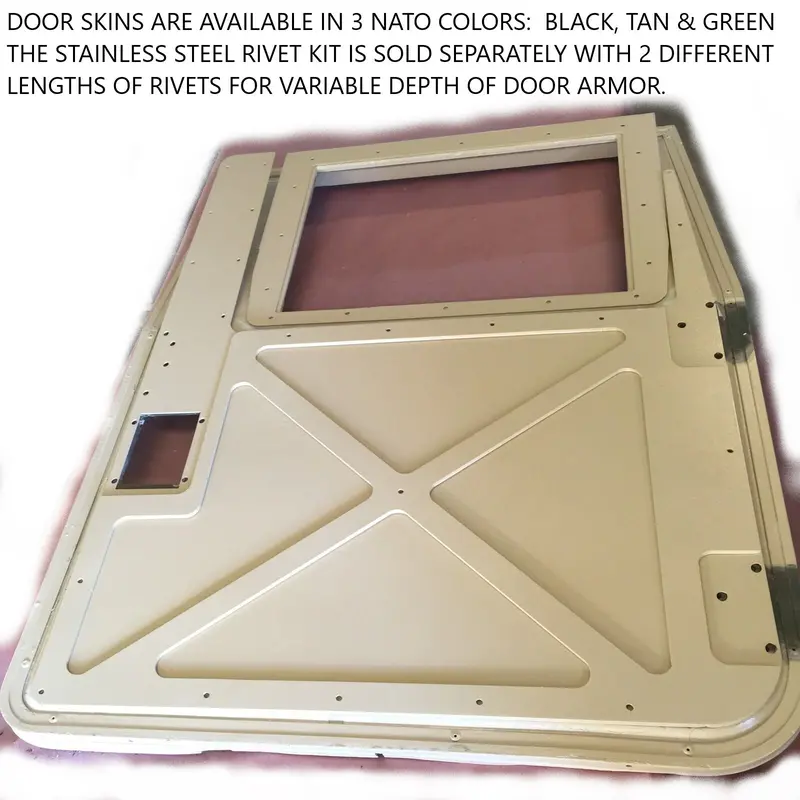 Door Skins - Pair - Supplemental Armor Skin - Black, Tan Or Green - Door Handles Not Included Fits Humvee Hard Doors 5