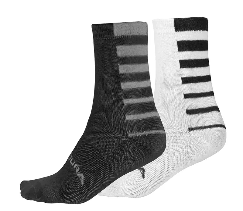 Endura Coolmax Stripe Sock - Twin Pack - Black 1